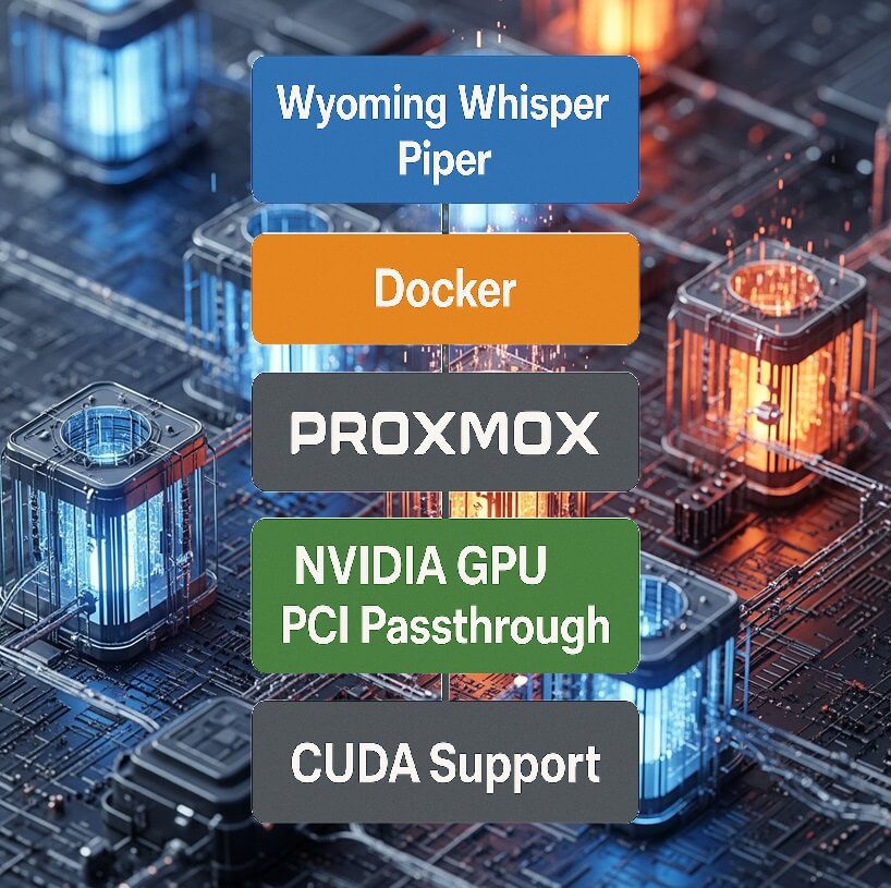 Wyoming Whisper a Piper vo VM Dockeri na Proxmoxe s NVIDIA GPU PCI passthrough
